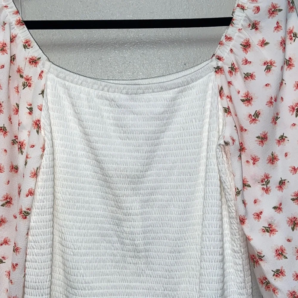 Who Wear What When Why By Anthropologie Floral Smocked Puffy Sleeves Top 3659